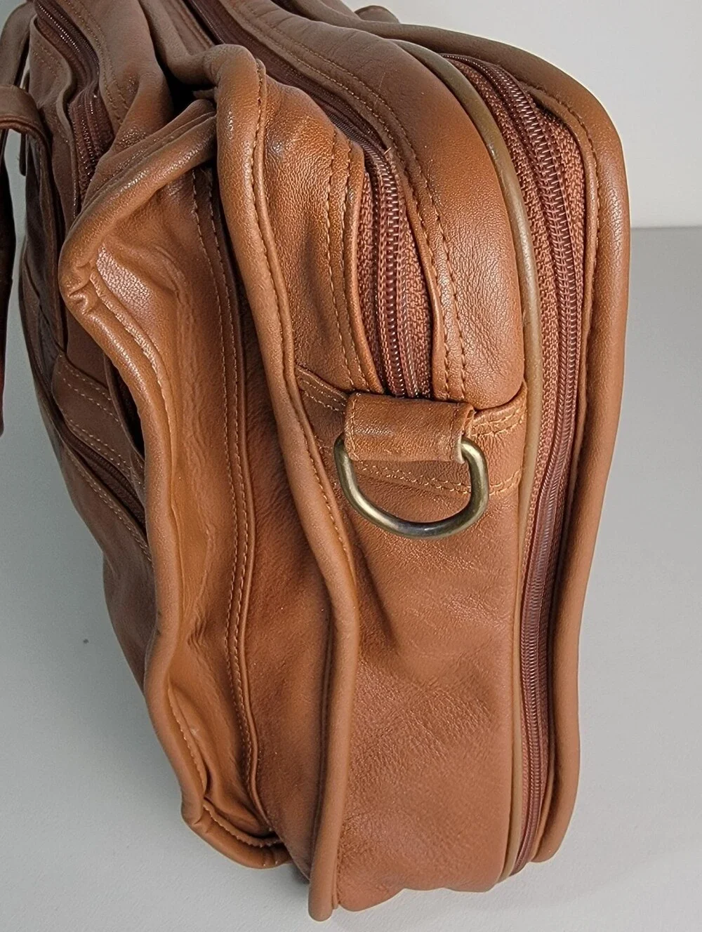 Giorgio Bernini Expandable Messenger Bag Brown Leather Laptop Briefcase-Dust Bag
